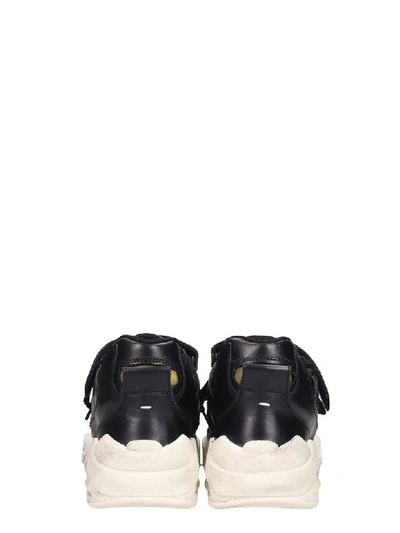 Shop Maison Margiela Retro Fit Sneakers In Black Leather