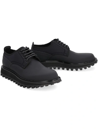 Shop Dolce & Gabbana Neoprene And Leather Lace-up Shoes In Black