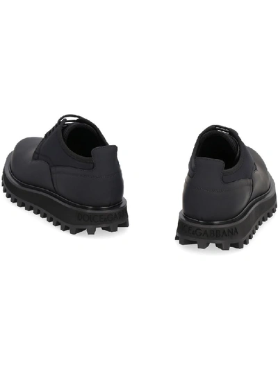 Shop Dolce & Gabbana Neoprene And Leather Lace-up Shoes In Black