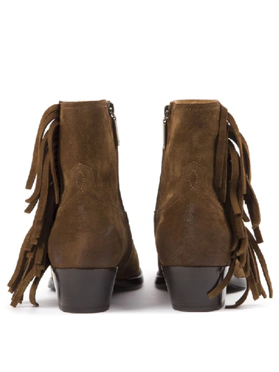 Shop Saint Laurent Lukas Ankle Boots In Camel Suede In Land