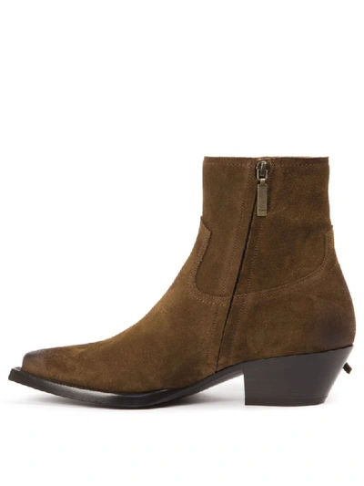 Shop Saint Laurent Lukas Ankle Boots In Camel Suede In Land