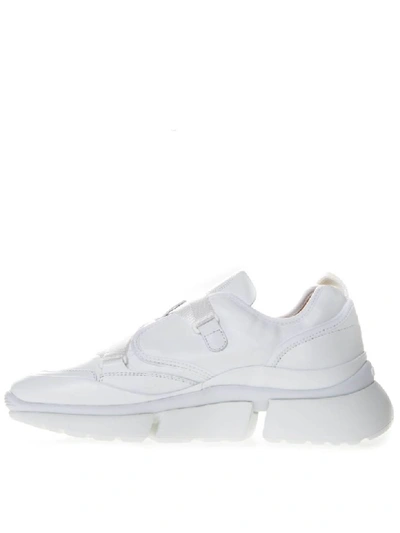 Shop Chloé Sonnie White Leather & Suede Sneakers