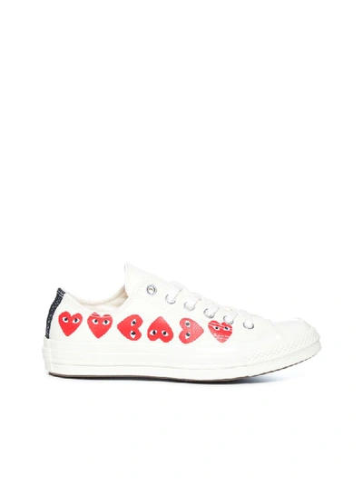 Shop Comme Des Garçons Play Sneakers In Off White