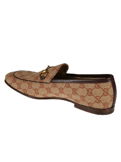 Shop Gucci Monogram Loafers In Beige/brown