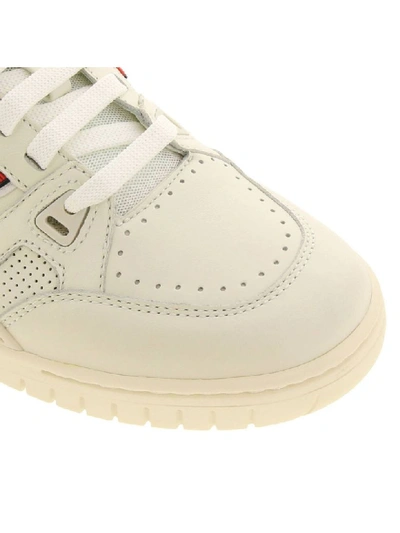 Shop Bally Sneakers In Leather With Micro Holes And Maxi Rubber Logo In White