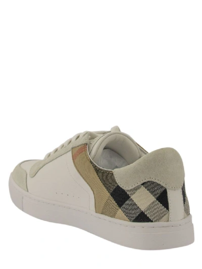 Shop Burberry Leather And House Check Sneakers In Optic White