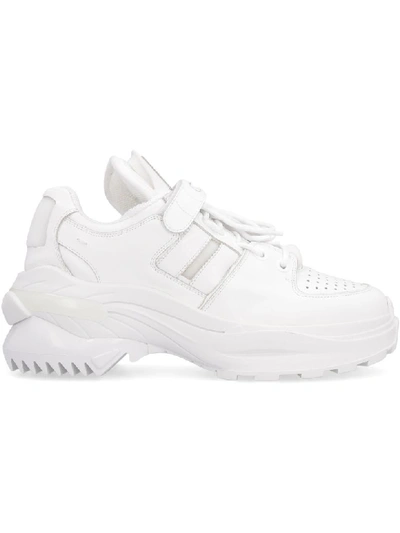 Shop Maison Margiela Retro Fit Leather Sneakers In White