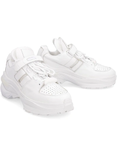 Shop Maison Margiela Retro Fit Leather Sneakers In White