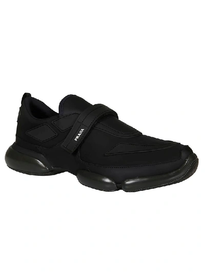 Shop Prada Gabardine Soft Sneakers In Black
