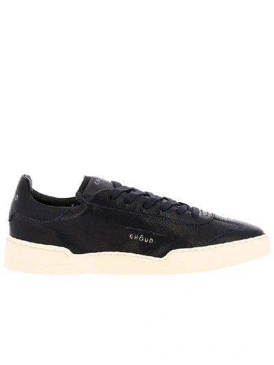 Shop Ghoud Sneakers Globo  Leather Sneakers With Rubber Sole And Logo In Navy