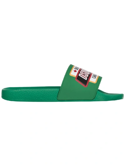 Shop Dsquared2 Flat Sandals Slides In Verde Brillante