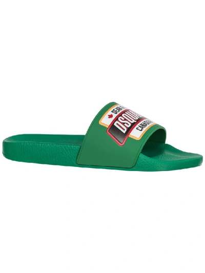 Shop Dsquared2 Flat Sandals Slides In Verde Brillante