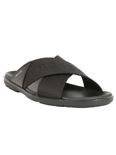 Shop Prada Sandals In Nero