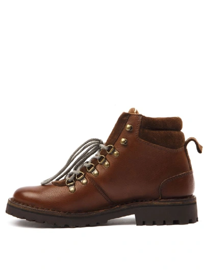 Shop Eleventy Brown Leather Ankle Boots