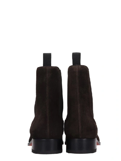 Shop Christian Louboutin Samson Orlato High Heels Ankle Boots In Brown Suede