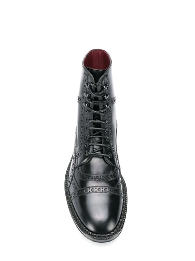 Dolce & Gabbana Calfskin Full Brogue Ankle Boots In Black | ModeSens