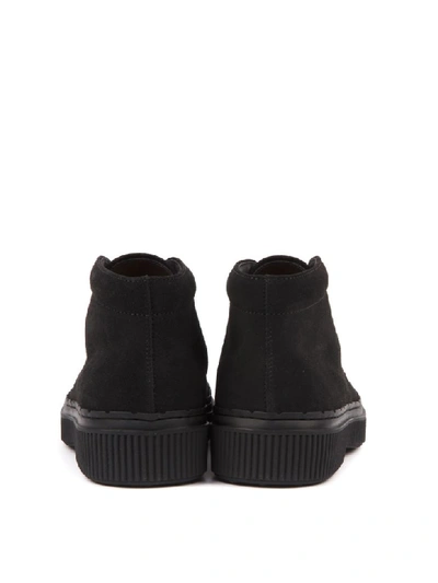 Shop Tod's Black Suede Laced Up Shoes