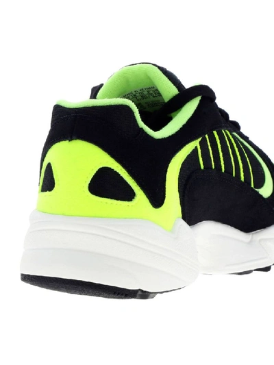 Shop Adidas Originals Sneakers In Fluo Suede And Net With Rubber Sole In Black