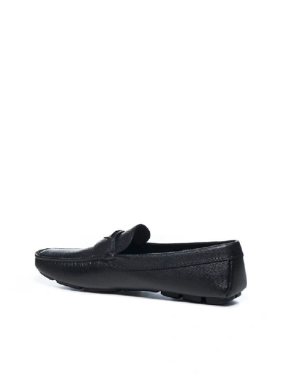 Shop Prada Logo Loafers In Nero