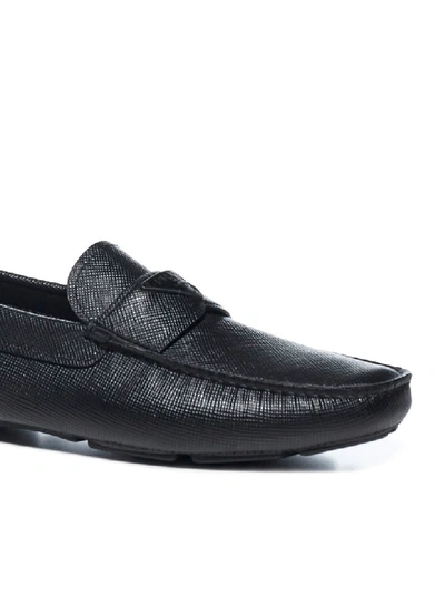 Shop Prada Logo Loafers In Nero