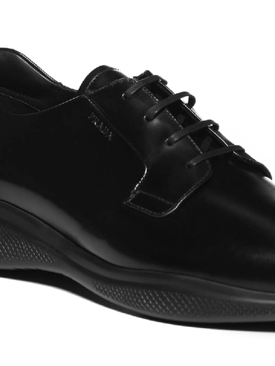 Shop Prada Laced Shoes In Nero