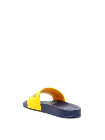 Shop Versace Pvc Logo Slides In Giallo Bluette (yellow)