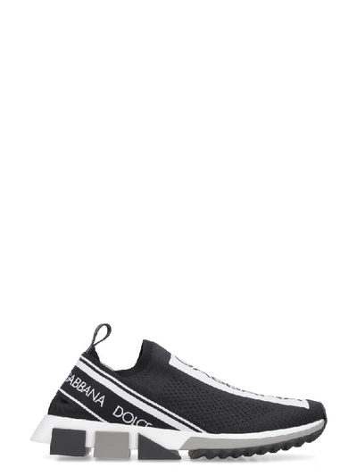 Shop Dolce & Gabbana Sorrento Knitted Slip-on Sneakers In Black