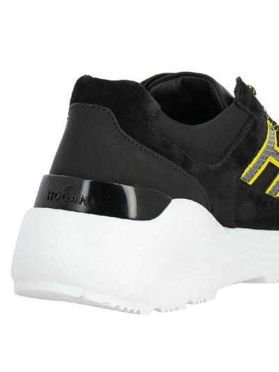 Shop Hogan Sneakers In Perforated Rubber And Neoprene Suede With Neon Details In Black