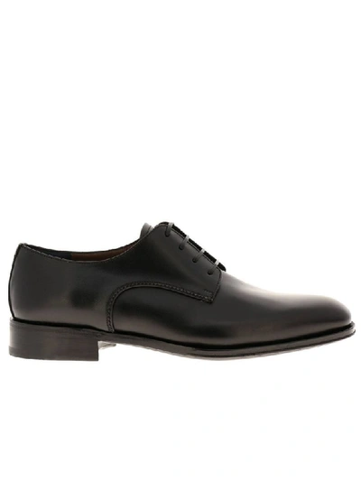Shop Ferragamo Derby In Classic Smooth Leather With Rubber Sole In Black