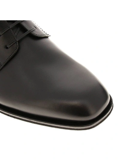 Shop Ferragamo Derby In Classic Smooth Leather With Rubber Sole In Black