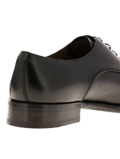 Shop Ferragamo Derby In Classic Smooth Leather With Rubber Sole In Black