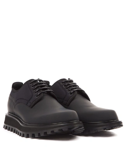 Shop Dolce & Gabbana Black Neoprene And Calfskin Derby Shoes