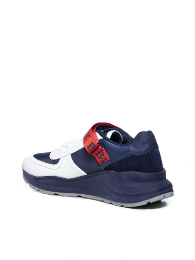 Shop Burberry Ronnie M Low Mix Sneakers In Navy