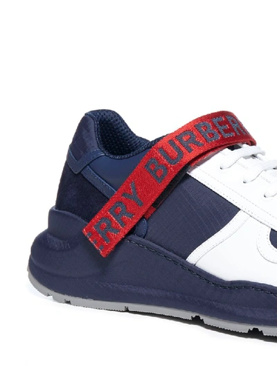 Shop Burberry Ronnie M Low Mix Sneakers In Navy