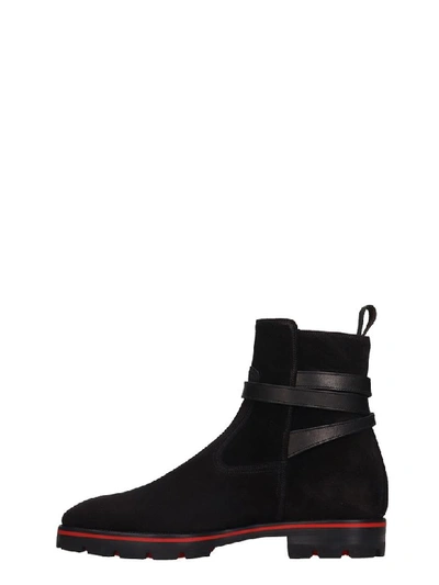 Shop Christian Louboutin Kicko Croc High Heels Ankle Boots In Black Suede