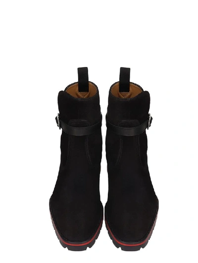 Shop Christian Louboutin Kicko Croc High Heels Ankle Boots In Black Suede