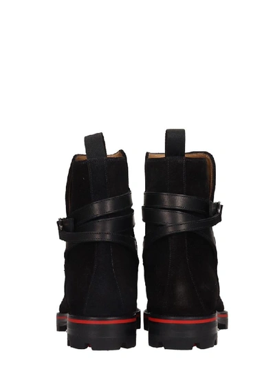 Shop Christian Louboutin Kicko Croc High Heels Ankle Boots In Black Suede