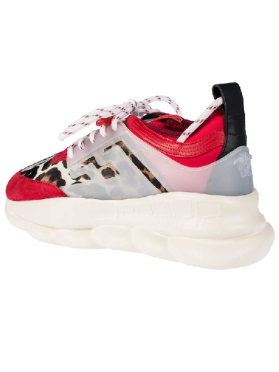 Shop Versace Chain Reaction Sneakers In Poster Red/camel