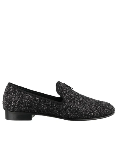 Shop Giuseppe Zanotti Kevin Glitter Loafers In Black