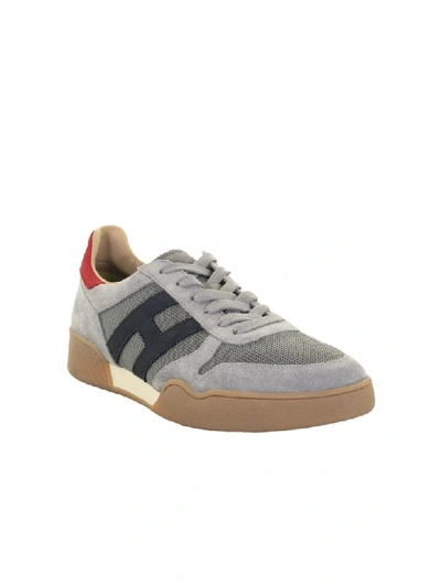 Shop Hogan H357 Grey, Red, Blue Sneakers In Grey / Red / Blue