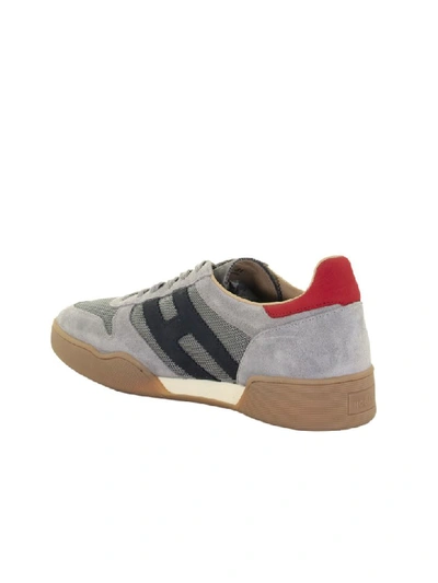 Shop Hogan H357 Grey, Red, Blue Sneakers In Grey / Red / Blue