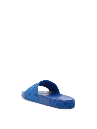 Dolce & Gabbana Logo-embossed Beachwear Slides In Bluette Bluette (blue)