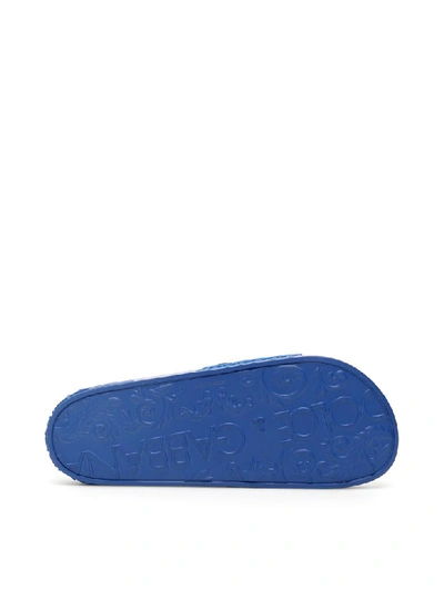 Dolce & Gabbana Logo-embossed Beachwear Slides In Bluette Bluette (blue)