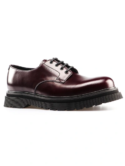 Shop Prada Platform Lace Up Shoes In Cordovan