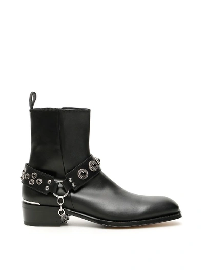 Shop Alexander Mcqueen Harness Booties In Black Black Silver (black)