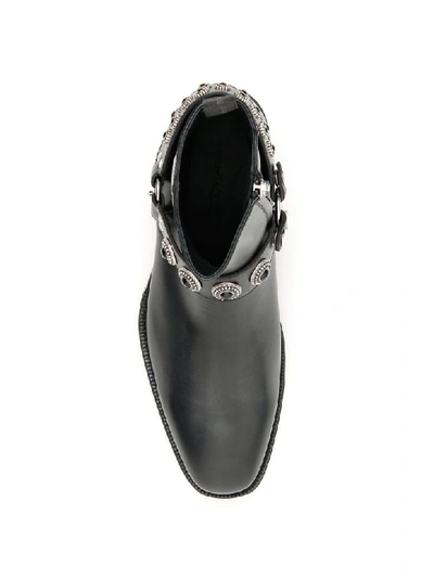 Shop Alexander Mcqueen Harness Booties In Black Black Silver (black)