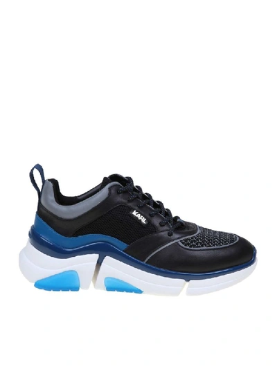 Shop Karl Lagerfeld Sneakers Venture Lazarus Mix Leather And Fabric In Black/blue