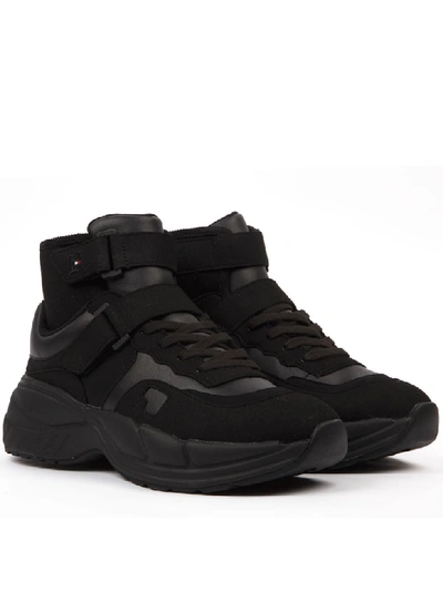 Shop Tommy Hilfiger Black Eco-suede Chunky Sneakers