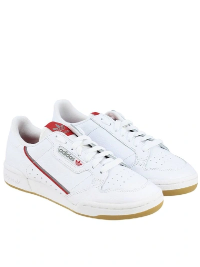 Shop Adidas Originals 80 Sneakers In Leather With Holes And Logo In White