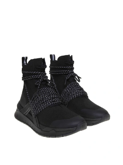 Shop Balmain Sneakers B-troop In Stretch Fabric Color Black In Noir